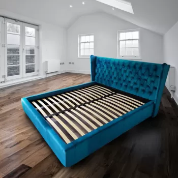 Pat Chesterfield tapitat cu catifea, cu somiera fixa 160x200 imagine