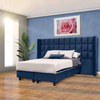 Pat tapitat, American cu Boxspring, 120x200, Aldo, Albastru imagine