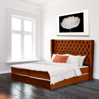 Pat tapitat, American cu Boxspring, 120x200, Roland, Caramiziu imagine