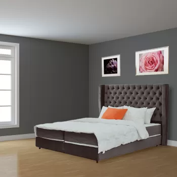 Pat tapitat, American cu Boxspring, 200x200, Roland, Gri imagine