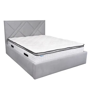 Pat tapitat cu lada de depozitare si cadru metalic, 120x200- Victoria imagine