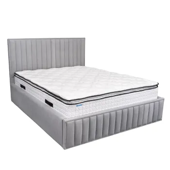 Pat tapitat cu lada de depozitare si cadru metalic, 160x200- Alma imagine