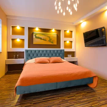 Pat tapitat, cu somiera rabatabila si 2 lazi de depozitare, 180x200, Tunis, Azur imagine