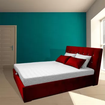 Pat tapitat Fynn, cu somiera si lada depozitare, 140x200 imagine