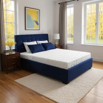 Pat tapitat Fynn, cu somiera si lada depozitare, 160x200 imagine