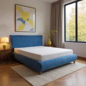 Pat tapitat, Hugo, cu somiera metalica, 140x200 imagine