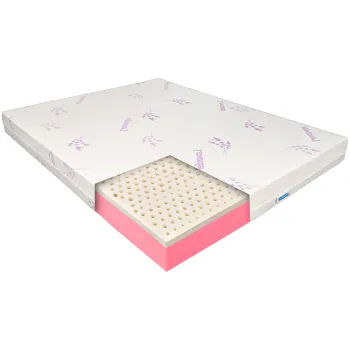 Saltea de pat Ortopedica cu Latex 140x200 - 17+3+1, Reversibila, 7 zone, Husa Lavanda, Young imagine