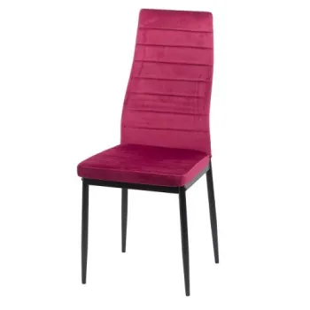 Scaun de bucatarie din catifea si cadru negru BUC 263V visiniu imagine