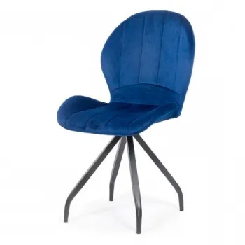 Scaun dining catifea cu picioare metalice BUC 205 albastru imagine