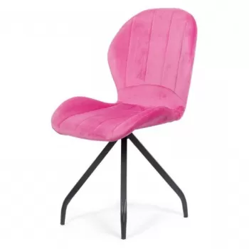 Scaun dining catifea cu picioare metalice BUC 205 roz imagine