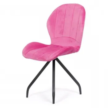 Scaun dining catifea cu picioare metalice BUC 205 roz imagine