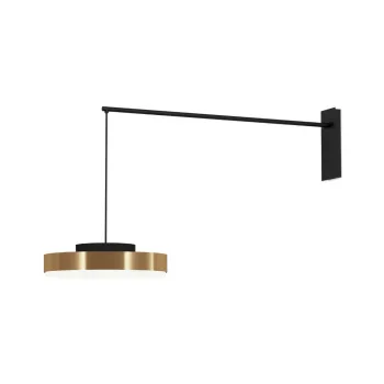 Aplica Contardi Discus Large  design MKV Design  LED 1x32.4W  d 41cm  L 110cm  negru mat - alama satinata  alb opal imagine