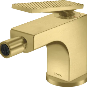 Baterie bideu Axor Citterio cu levier rhombic ventil pop-up brushed brass imagine