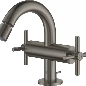 Baterie bideu Grohe Atrio M cu dubla comanda ventil pop-up manere cruce brushed hard graphite imagine