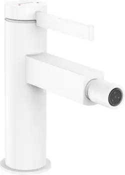 Baterie bideu Hansgrohe Finoris ventil push-open alb mat imagine