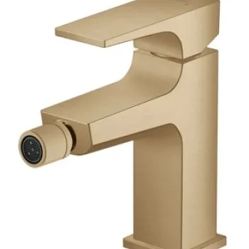 Baterie bideu Hansgrohe Metropol cu ventil push-open bronz periat imagine