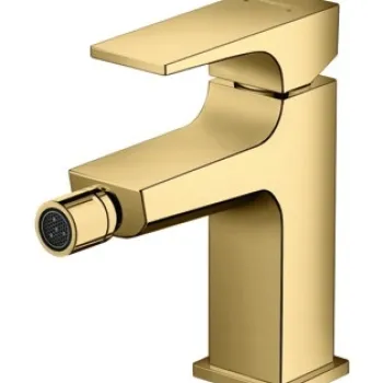 Baterie bideu Hansgrohe Metropol cu ventil push-open  gold optic lustruit imagine