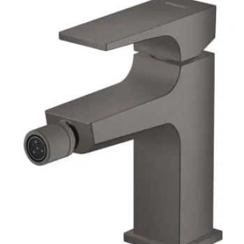 Baterie bideu Hansgrohe Metropol cu ventil push-open negru periat imagine