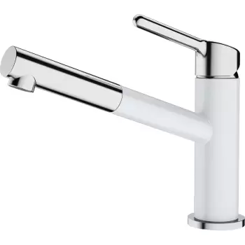 Baterie bucatarie Franke Orbit cu pipa extractibila crom-bianco imagine