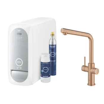 Baterie bucatarie Grohe Blue Home cu pipa L  sistem filtrare  starter kit  brushed warm sunset imagine