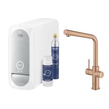 Baterie bucatarie Grohe Blue Home cu pipa L sistem filtrare starter kit brushed warm sunset imagine