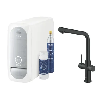 Baterie bucatarie Grohe Blue Home cu pipa L  sistem filtrare  starter kit  velvet black imagine