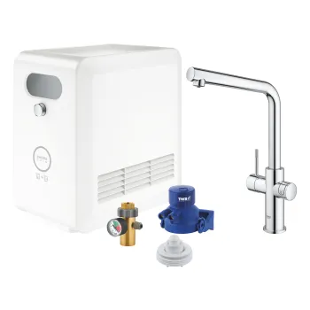 Baterie bucatarie Grohe Blue Professional cu pipa L  sistem filtrare  starter kit  crom imagine