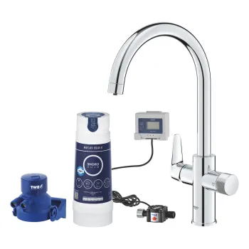 Baterie bucatarie Grohe Blue Pure BauCurve pipa C sistem de filtrare S crom imagine