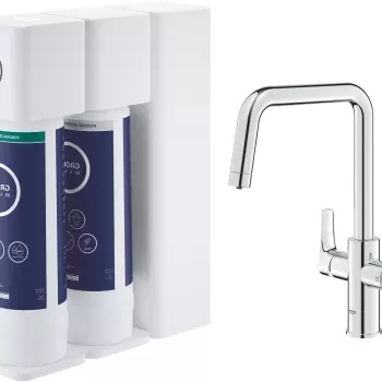Baterie bucatarie Grohe Blue Pure Eurosmart cu pipa U sistem filtrare osmoza + mineralizare starter kit crom imagine