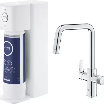 Baterie bucatarie Grohe Blue Pure Eurosmart cu pipa U sistem filtrare osmoza starter kit crom imagine