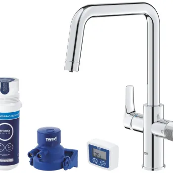 Baterie bucatarie Grohe Blue Pure Start cu pipa U  sistem filtrare  starter kit  crom imagine