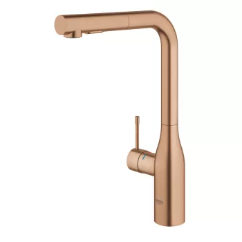 Baterie bucatarie Grohe Essence cu dus extractibil dual spray pipa L brushed warm sunset imagine