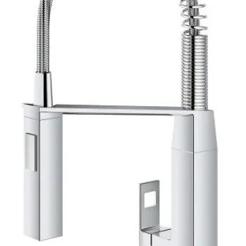 Baterie bucatarie Grohe Eurocube cu pipa flexibila  ProfiSpray  crom imagine