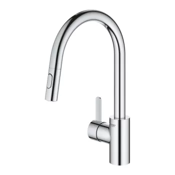 Baterie bucatarie Grohe Eurosmart Cosmopolitan cu dus extractibil dual spray pipa C crom imagine