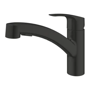 Baterie bucatarie Grohe Eurosmart cu pipa joasa  dus extractibil  matte black imagine