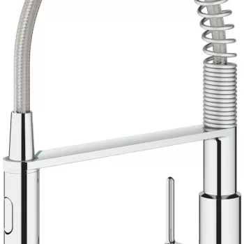 Baterie bucatarie Grohe Get cu pipa C flexibila crom imagine