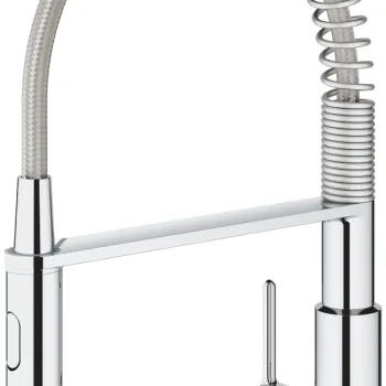 Baterie bucatarie Grohe Get cu pipa C flexibila  crom imagine