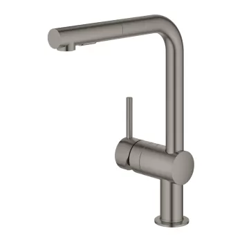 Baterie bucatarie Grohe Minta cu dus extractibil dual spray pipa L brushed hard graphite imagine