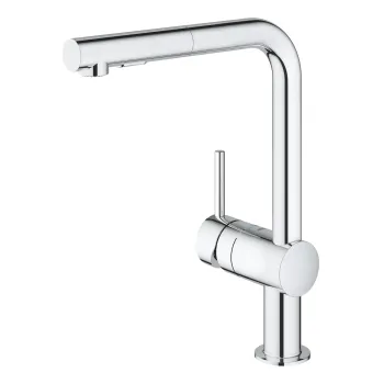 Baterie bucatarie Grohe Minta cu dus extractibil dual spray  pipa L  crom imagine