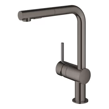 Baterie bucatarie Grohe Minta cu dus extractibil dual spray pipa L hard graphite imagine