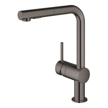 Baterie bucatarie Grohe Minta cu dus extractibil dual spray  pipa L  hard graphite imagine