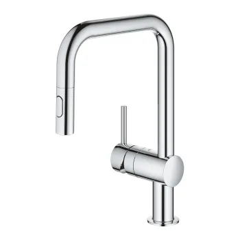Baterie bucatarie Grohe Minta cu dus extractibil dual spray  pipa U  crom imagine