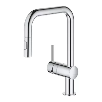 Baterie bucatarie Grohe Minta cu dus extractibil dual spray pipa U crom imagine