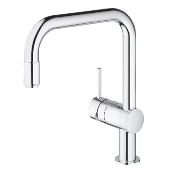 Baterie bucatarie Grohe Minta cu dus extractibil pipa U crom imagine