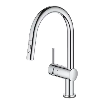 Baterie bucatarie Grohe Minta Touch Electronic cu dus extractibil dual spray pipa C crom imagine