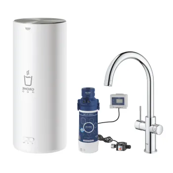 Baterie bucatarie Grohe Red II Duo C cu 3 cai  sistem de filtrare si boiler L  crom imagine