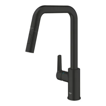 Baterie bucatarie Grohe Start cu dus extractibil  pipa U  matte black imagine