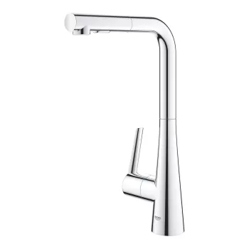 Baterie bucatarie Grohe Zedra cu dus extractibil dual spray pipa L crom imagine
