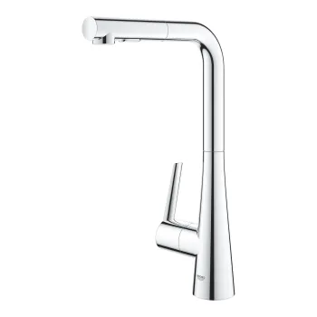 Baterie bucatarie Grohe Zedra cu dus extractibil dual spray  pipa L  crom imagine