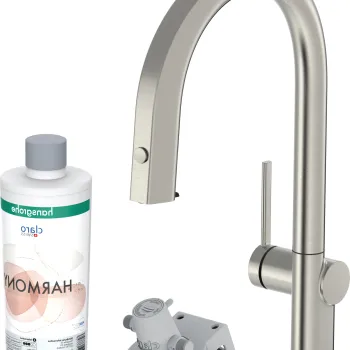 Baterie bucatarie Hansgrohe Aqittura M91 210 cu 3 cai si sistem filtrare dus extractibil 1 jet si sBox inox optic imagine